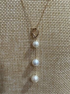MIKIMOTO PENDANT 18K K18 Japan Akoya Pearls with Real Gold chain necklace